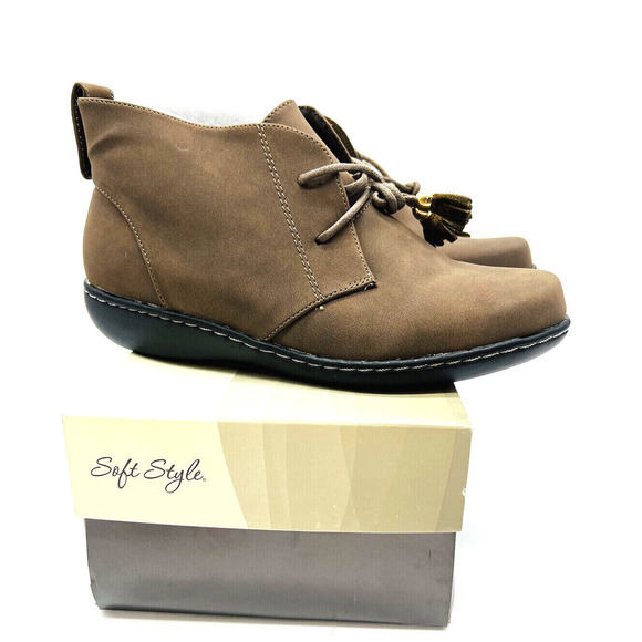 Soft Style by Hush Puppies Jinger Booties - Dark Brown, US 7W (WIDE) - Picture 1 of 8
